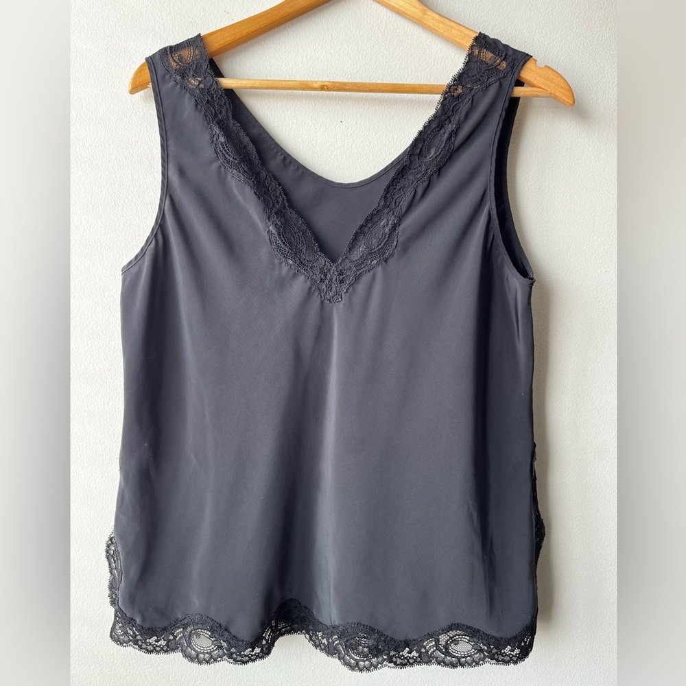 80s Vintage Black Lace Camisole Tank Top - Made in Canada